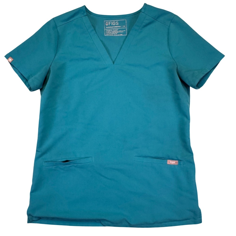 FIGS Casma Scrub Top XS Caribbean Blue‎ FIONx Technical Collection Teal EUC